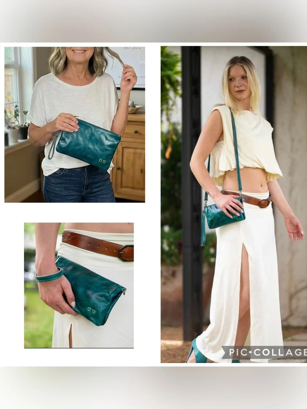 NWT Bed Stu Cadence Wallet Wristlet Crossbody Bag Arctic Teal Driftwood  $179